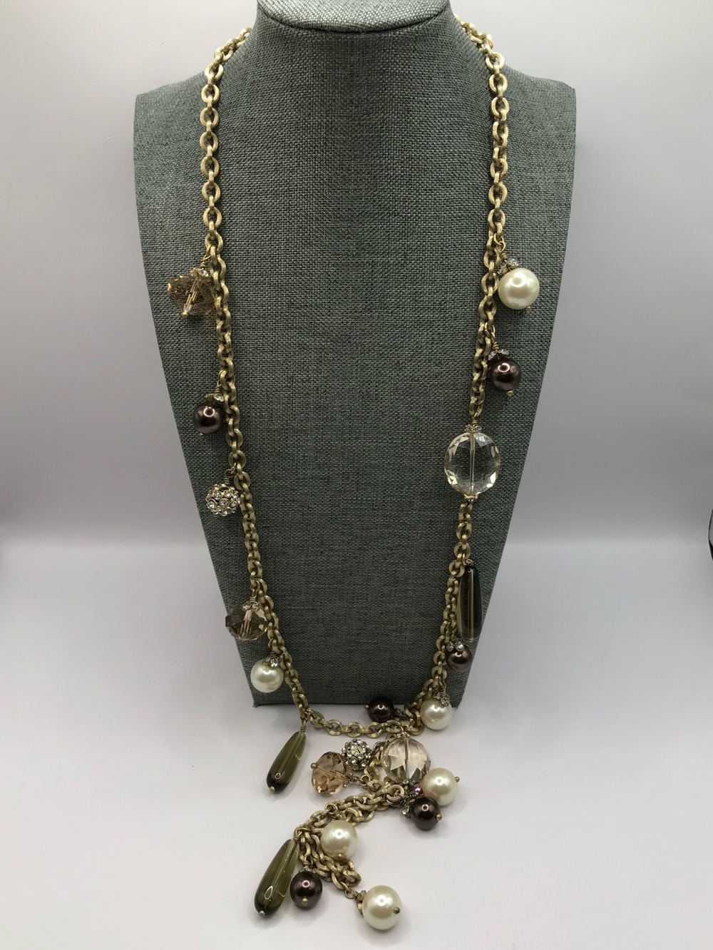 Stella & Dot Audrey Faux Pearl & Crystal Drop Statement Necklace - Picture 2 of 10